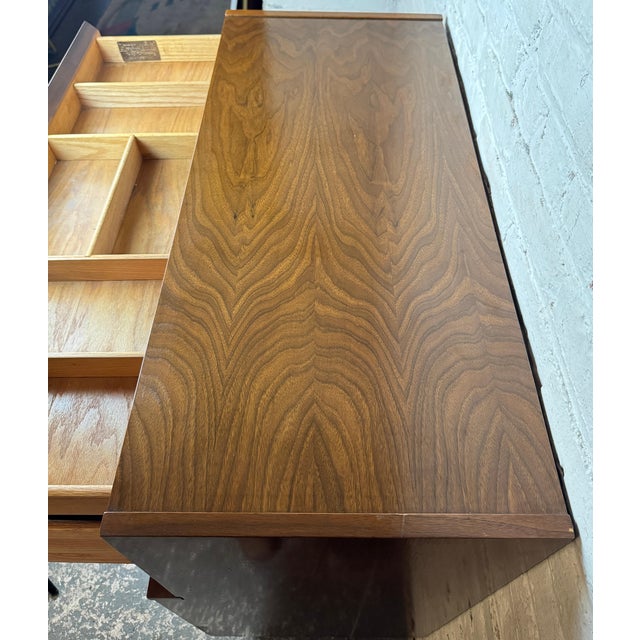 Vintage Merton Gershun-Style Walnut Highboy Dresser by Carlton House For Sale - Image 9 of 17