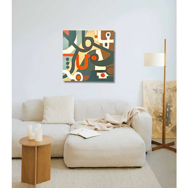 Bryan Boomershine graphic Mid-Century inspired painting in modern blond frame. Captures the essence of the late 60s...