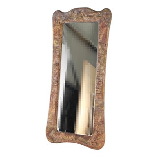 Large Leather Mirror, 1970s For Sale