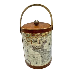 Large Vintage Vinyl Italian or Latin World Map Ice Bucket