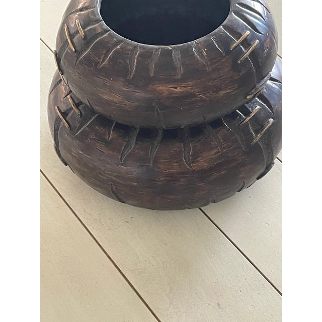 Brown 1980s Exotic Carved Wood Fruit Holder For Sale - Image 8 of 12