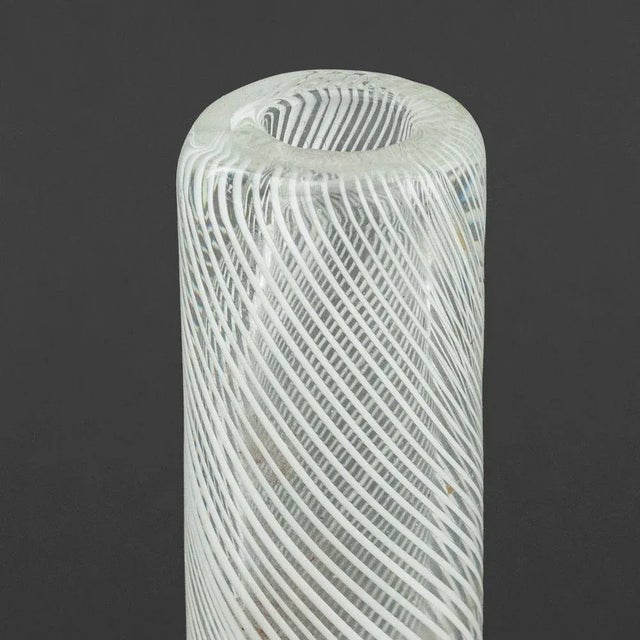 Postmodern Venini Style Clear Glass Bottle Vases, Pair For Sale - Image 3 of 5
