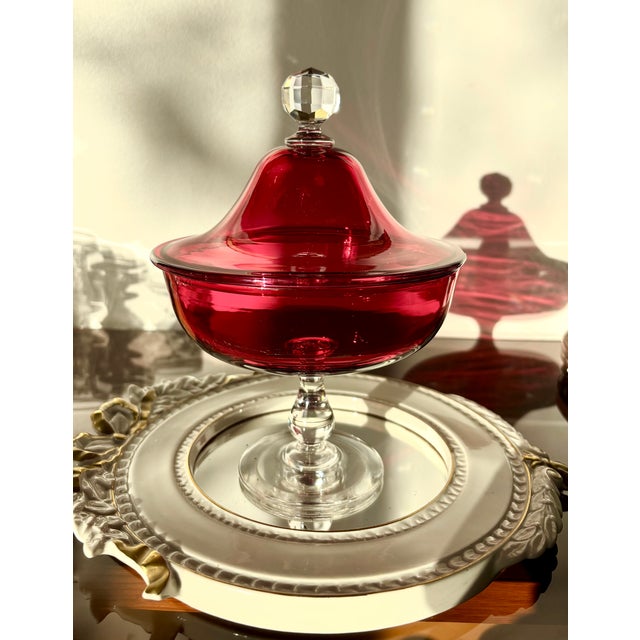 Ruby and Clear Crystal Drageoir from Baccarat, Late 19th Century For Sale - Image 13 of 15