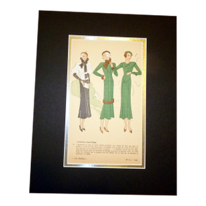 Original 1932 Jean Patou Fashion Pochoir "Très Parisien" No. 10, Plate 8 Matted 11" X 14"
