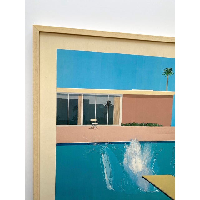 David Hockney David Hockney Vintage 1988 Lithograph Print Framed Museum Exhibition Poster " a Bigger Splash " 1967 For Sale - Image 4 of 18