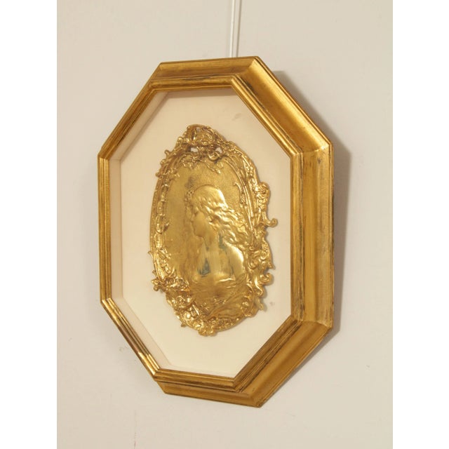 Early 20th Century Art Nouveau Style Figural Gilt Cast Plaque, Custom Framed For Sale - Image 5 of 12