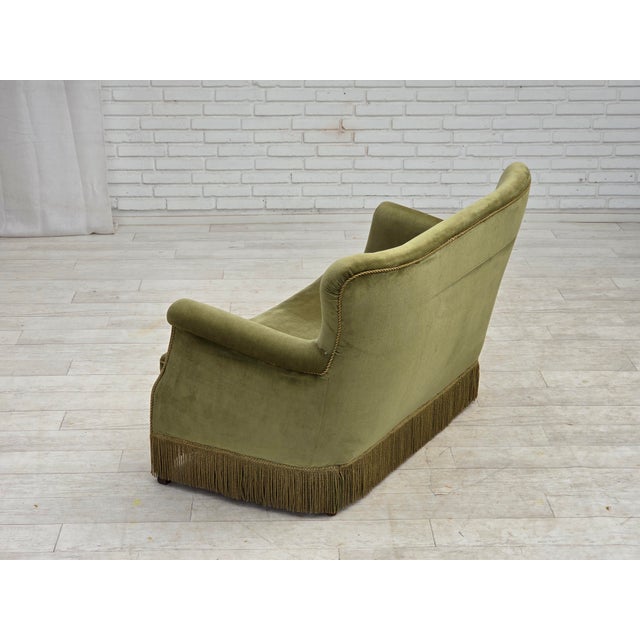 Danish 2-Seater Sofa in Light Green Furniture Velour, 1970s For Sale - Image 10 of 18