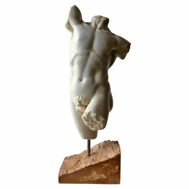 Early 20th Century Italian Torso Carrara Marble For Sale - Image 6 of 7