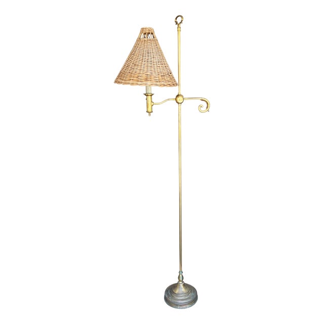 Spanish Patinated Brass Floor Lamp with Candle Fitting, 1950s For Sale