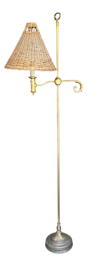 Spanish Patinated Brass Floor Lamp with Candle Fitting, 1950s
