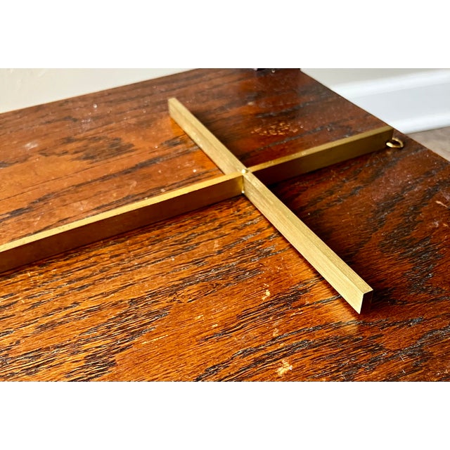 Mid-Century Minimalist Solid Brass Wall Cross For Sale - Image 13 of 13