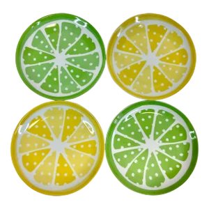 Coastal Boho Chic Lemon-Lime Appetizer or Desert Plates - Set of 4