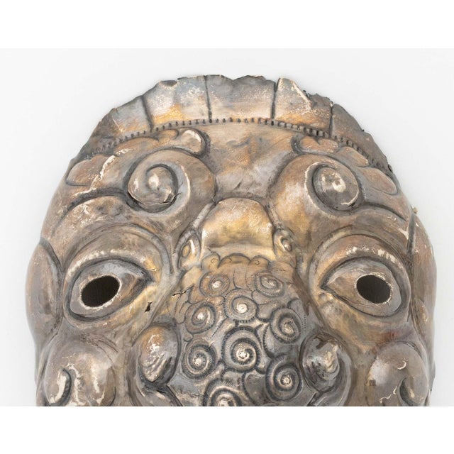 Figurative Peruvian Repousse Silver Mask For Sale - Image 3 of 6