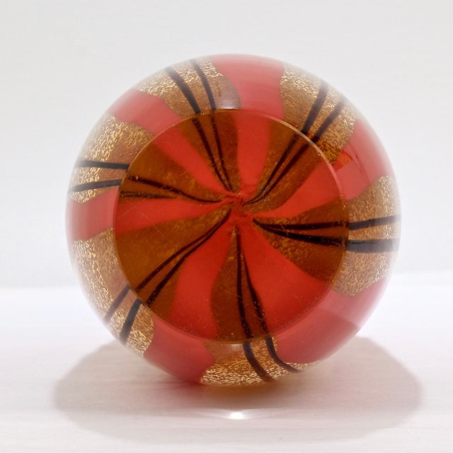 Mid-Century Modern Mid-Century Modern Murano Italian Glass Red & Purple Striped Vase For Sale - Image 3 of 13