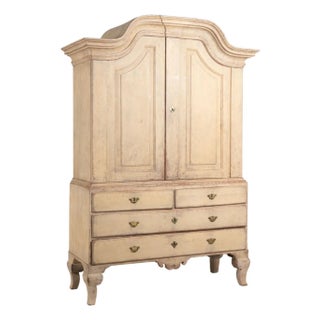 Late 18th Century Swedish Painted Pine Tall Cabinet For Sale