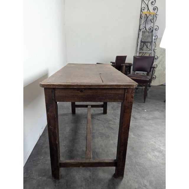 Rustic Rustic Walnut Table with H-Shaped Stretcher For Sale - Image 3 of 9
