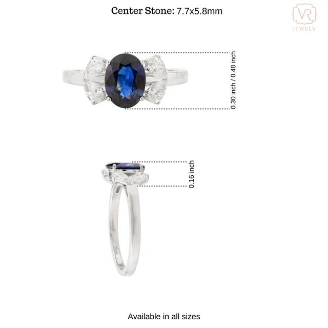 White 1.04 Ct Oval Sapphire & Diamonds Engagement Ring Size 6.5 For Sale - Image 8 of 12