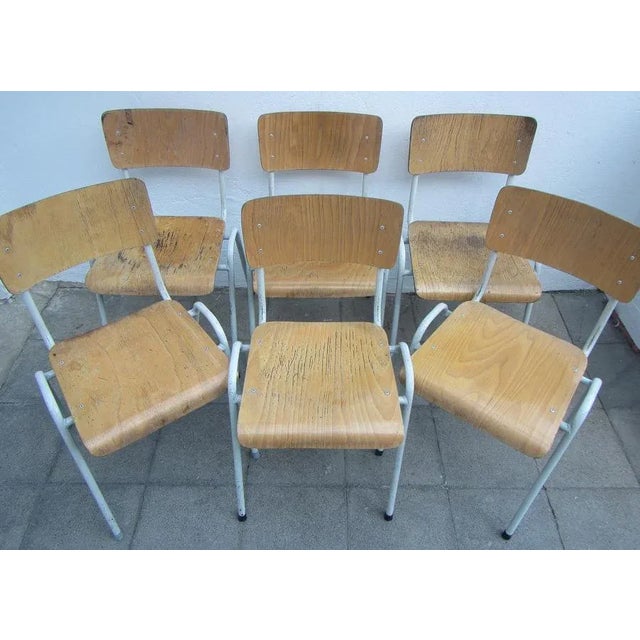 Stackable Industrial Chairs, 1960s, Set of 6 For Sale - Image 6 of 8
