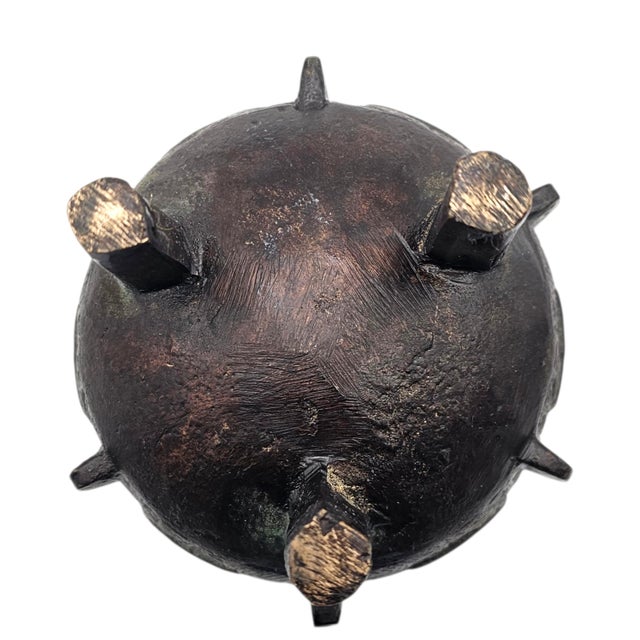 Metal Mid-20th Century Chinese Archaistic Patinated Metal Ding-Form Tripod Censer For Sale - Image 7 of 15