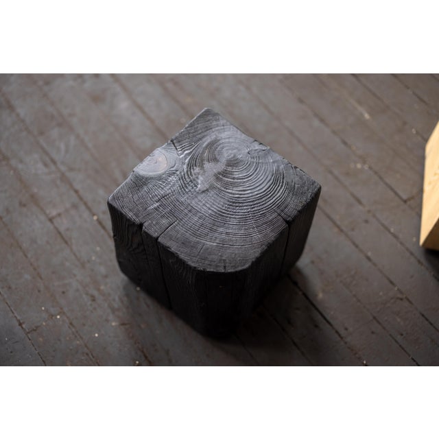Alabama Sawyer Hyo Table Shou Sugi Ban | Wood Cube For Sale - Image 4 of 4