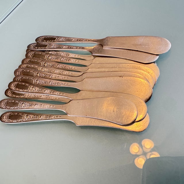Art Deco Art Deco Flat Spreader Mildred (Silverplate, 1936) by National Silver Co 12Pc For Sale - Image 3 of 6