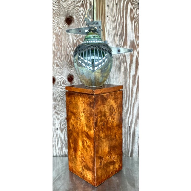 Vintage Boho Burl Wood Pedestal For Sale - Image 4 of 6