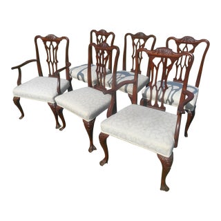 Gorgeous Vintage 1960-70's Carved Solid Mahogany Chippendale Ball and Claw Dining Chairs-6 For Sale
