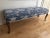 Lovely LXV Style upholstered bench. Original condition/ custom fabric. Excellent, sturdy frame. W61 x D16 x H18