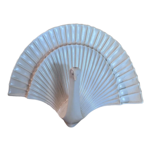 Retired Jonathan Adler White Ceramic Peacock Vase Sculpture