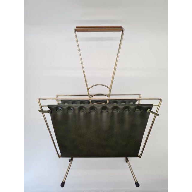 Mid-Century Modern Newspaper Rack in Chrome and Vinyl, West Germany, 1970s For Sale - Image 10 of 11