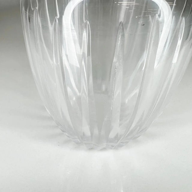 Glass 1980s Postmodern Petite Vase Sculptural Glass Clean Lines Ribbed Design For Sale - Image 7 of 9