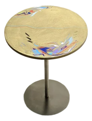 Carlo Malnati Post-Modern Italian Gold Painterly Side Drink Table 80s 90s
