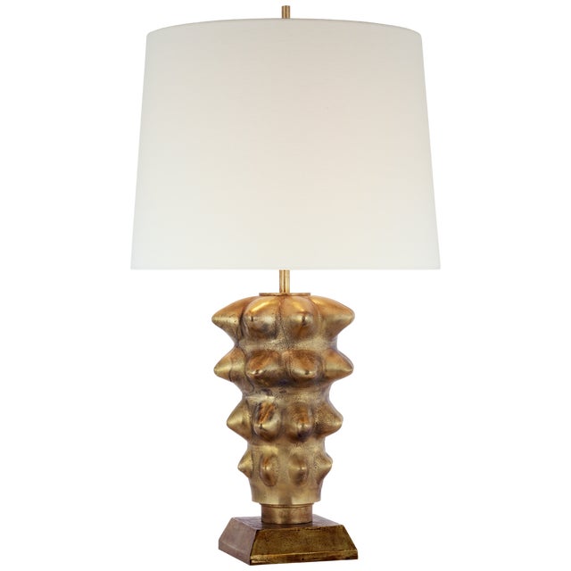 Thomas O'Brien by Visual Comfort Signature Luxor Large Table Lamp in Museum Brass with Linen Shade For Sale