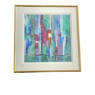 1980s “Vertical Abstract” Watercolor Painting by Marilyn Miles Weiss, Framed For Sale