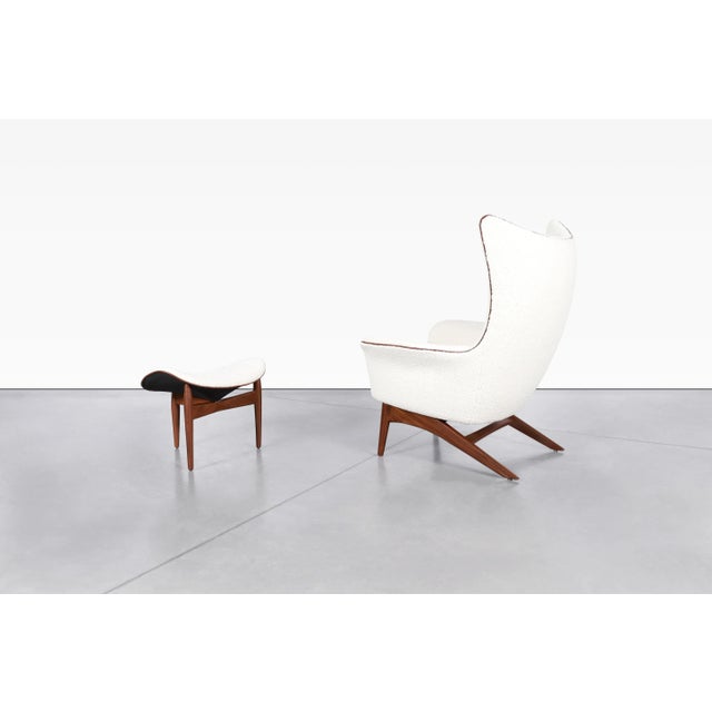 1960s Danish Modern Reclining Lounge Chair and Ottoman by h.w. Klein for Bramin, 1960s For Sale - Image 5 of 12