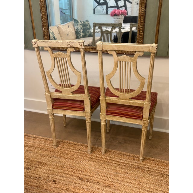 Late 19th Century Louis XVI Style Painted Lyre Back Chairs - A Pair For Sale - Image 9 of 17