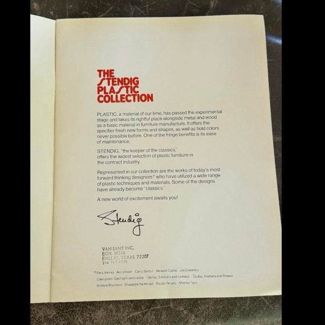 This is a super rare find! Dates from the late 1960s/early 1970s. One owner. Sales catalog for The Stendig Plastic...
