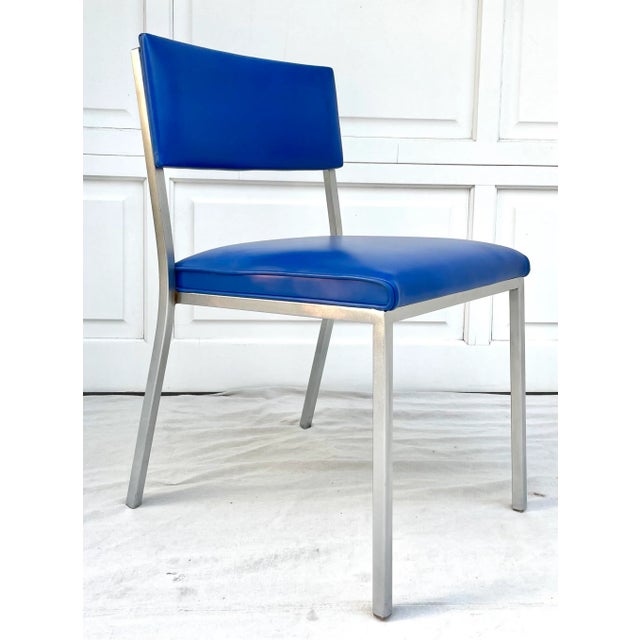 Vintage Bright Blue and Steel Modern Chair For Sale - Image 12 of 12