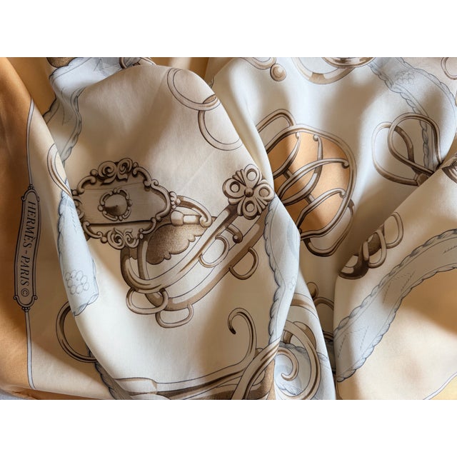 French Provincial Hermès Profile-Sellerie 1984 Silk Scarf Designed by Guillemot For Sale - Image 3 of 4