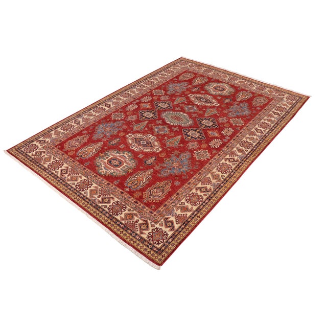 Shabby Chic Bohemian Super Kazak Red/Ivory Wool Rug - 8'10'' X 12'7'' For Sale - Image 3 of 10