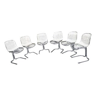 Space Age Radiofreccia Chrome Dining Chairs by Gastone Rinaldi for Rima, 1970s, Set of 6 For Sale