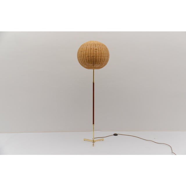 Mid-Century Modern Mid-Century Modern Floor Lamp in Brass and Teak from Temde, 1960s For Sale - Image 3 of 15
