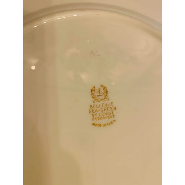 Late 20th Century Late 20th Century Lenox "Bellevue" Sea Green Dinner Plates - Set of 5 For Sale - Image 5 of 10