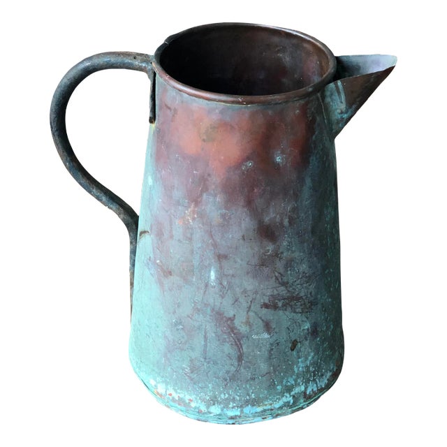 Early 1900s Copper Verdigris Pitcher Vase For Sale
