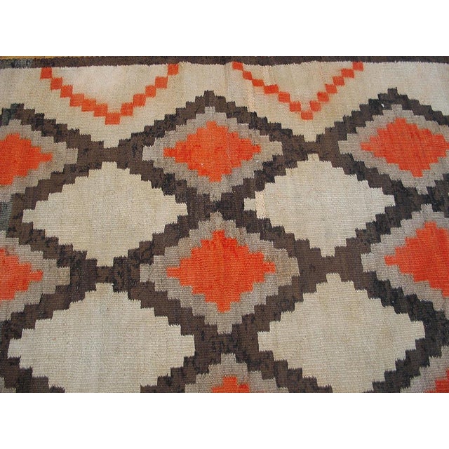 Native American 1930s Ivory Geometric Antique Navajo Rug 3' 9'' X 5' 4''. Flatweave Wool Carpet For Sale - Image 3 of 5