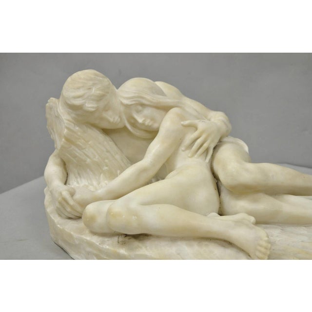 Traditional Stephan Abel Sinding (1846-1922) "Lovers Couple" Alabaster Marble Sculpture For Sale - Image 3 of 18