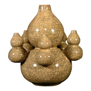 Chinese Ge-Type Crackle Glaze Porcelain Multi-Gourd Vase For Sale