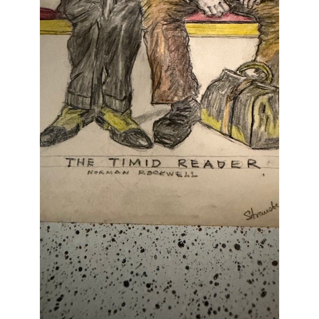 Abstract The Timid Reader Hand Draw Signed Strausberg 1959 6x9 For Sale - Image 3 of 7