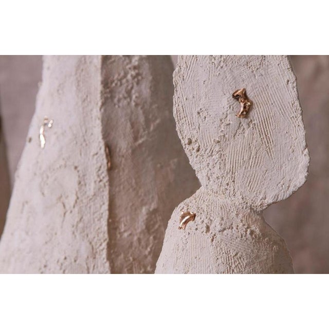 Contemporary Talisman Sculpture #3 in Sandy Stoneware with Bronze Inlays by Margaux Leycuras For Sale - Image 3 of 5