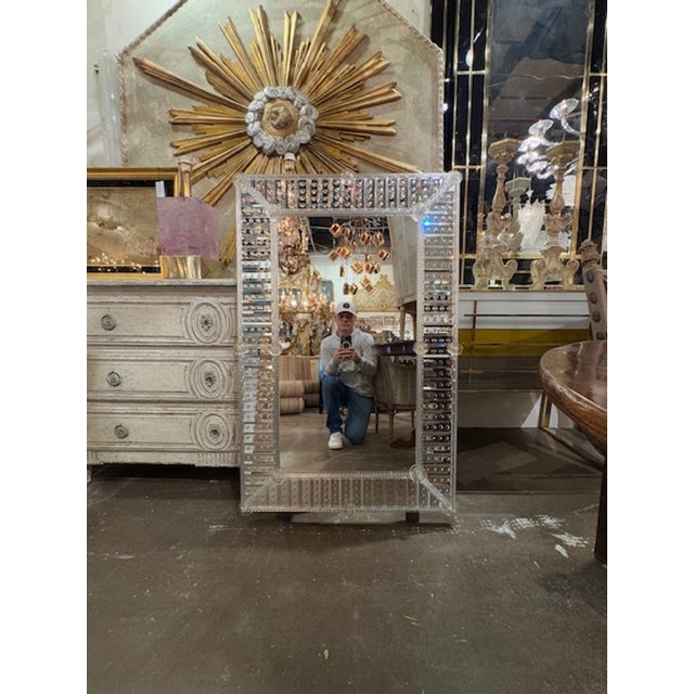 Modern Murano Etched Glass Mirror For Sale In Dallas - Image 6 of 7